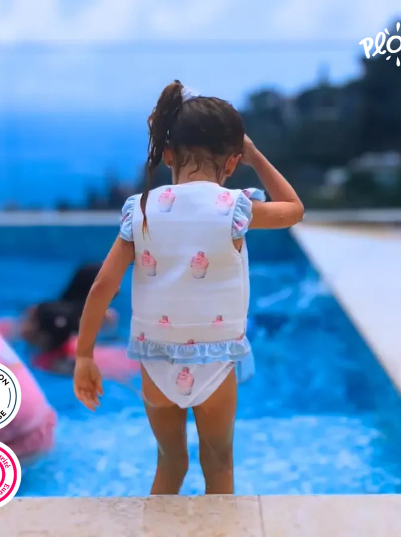 Plouf! Maillot de Bain Charlotte Enfant avec Flotteurs - Accessoire de Natation Fille Blanc - Kiabi