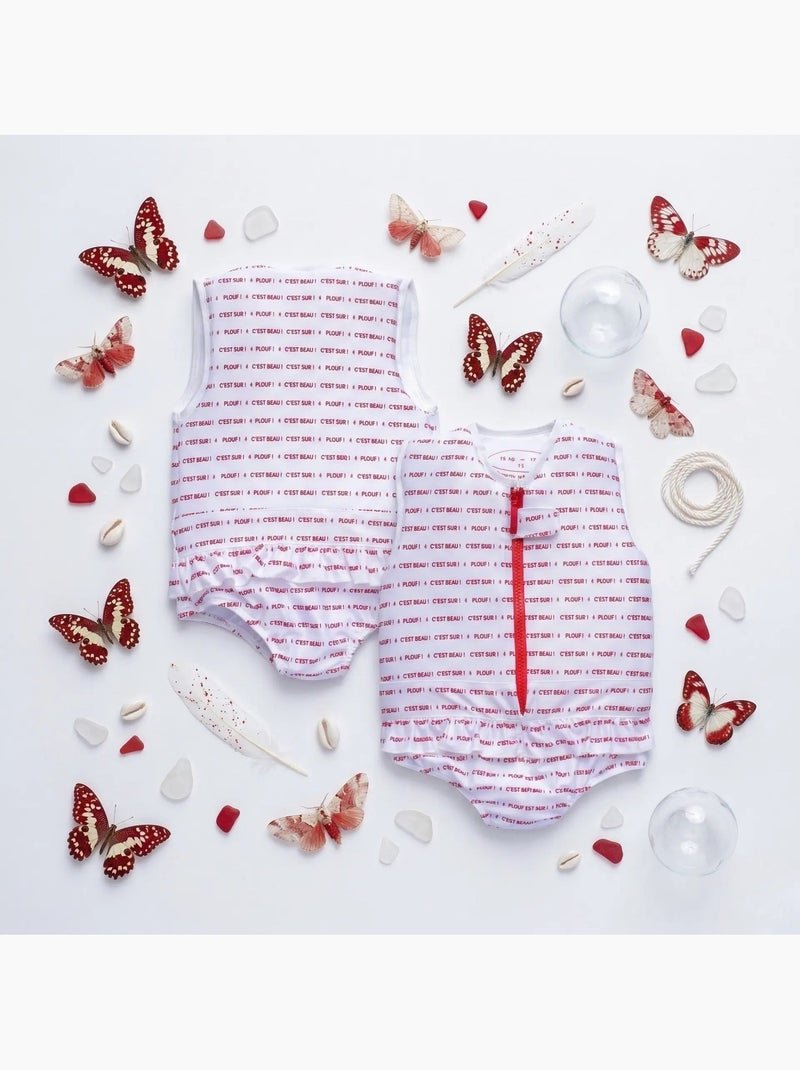 Plouf! Maillot de bain flottant Enfant - Butterfly Blanc Rouge - Kiabi