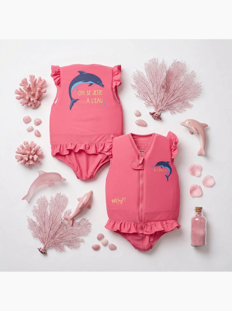 Plouf! Maillot de bain flottant Enfant - Dauphin Rose - Kiabi