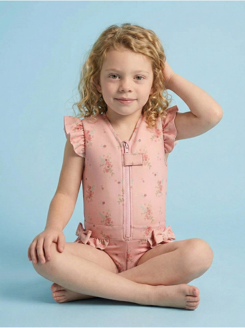 Plouf! Maillot de bain flottant Enfant - Fleurette Rose saumon - Kiabi