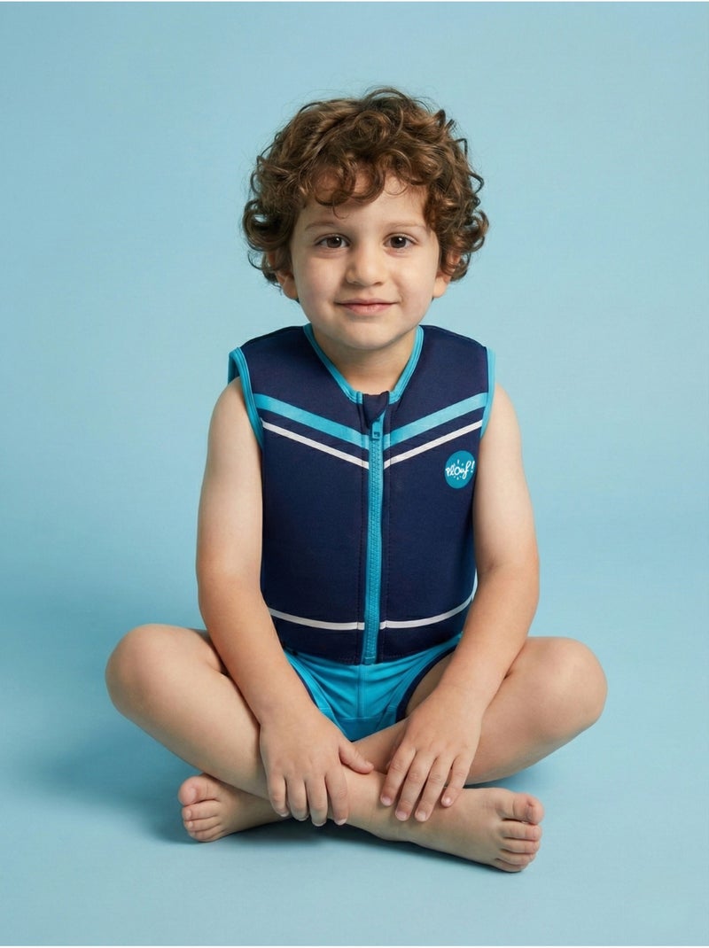 Plouf! Maillot de bain flottant Enfant - Funny Bleu Noir Blanc - Kiabi