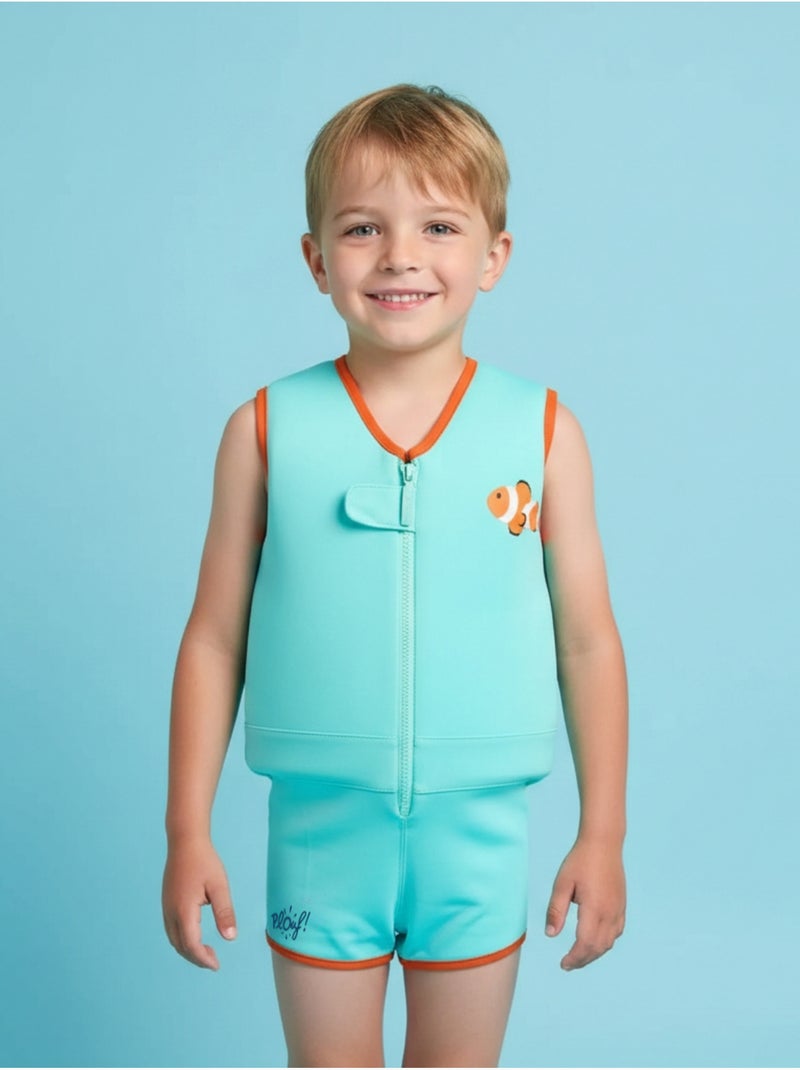 Plouf! Maillot de bain flottant Enfant - Petit Poisson Vert/Orange - Kiabi