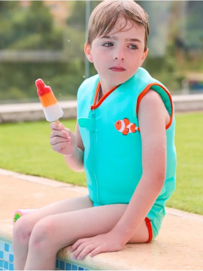 Plouf! Maillot de bain flottant Enfant - Petit Poisson Vert/Orange - Kiabi