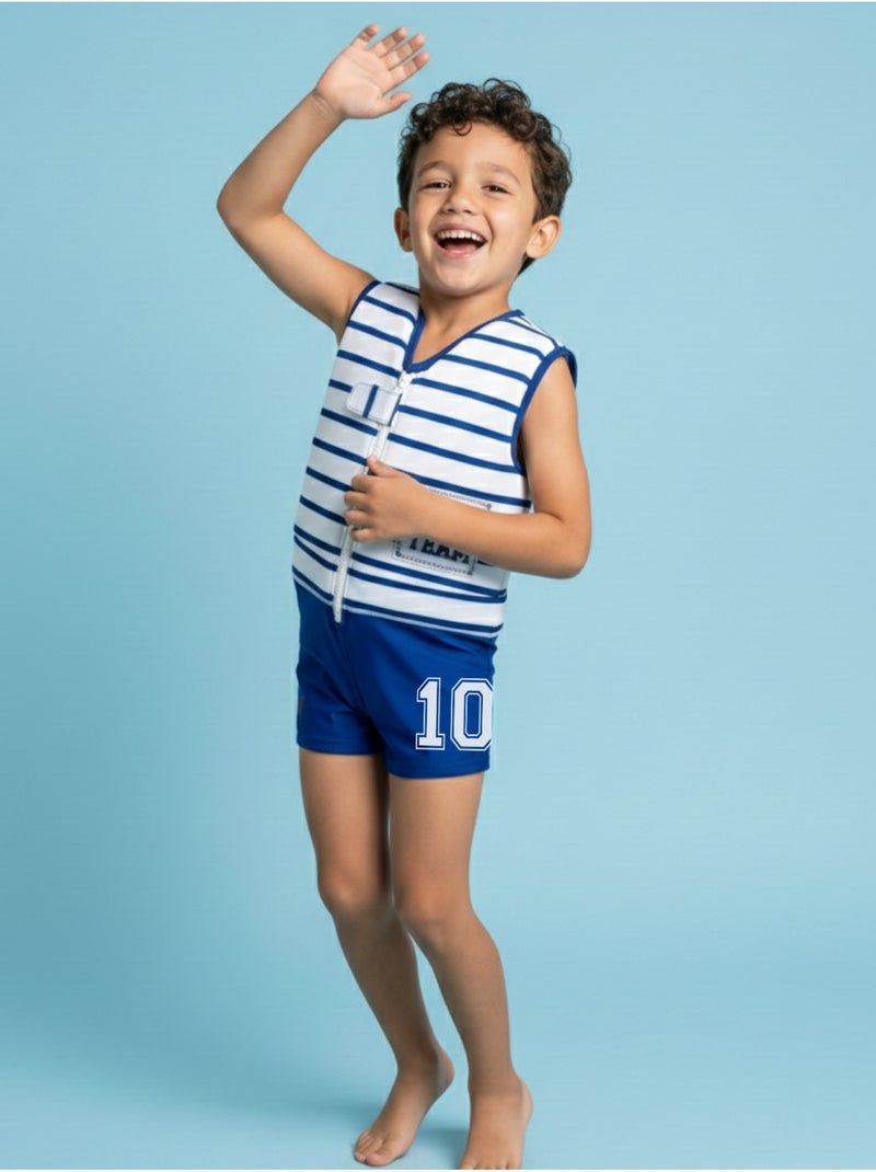 Plouf! Maillot de bain flottant Enfant - Pool Boy Bleu Blanc - Kiabi