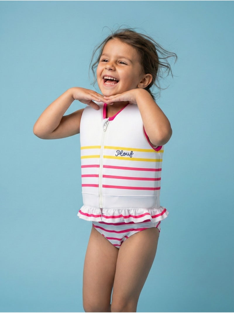 Plouf! Maillot de bain flottant Enfant - Stéphanie Blanc Rose - Kiabi