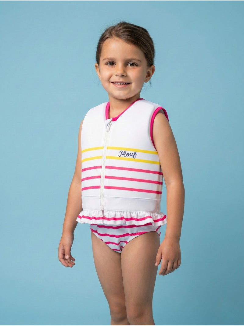 Plouf! Maillot de bain flottant Enfant - Stéphanie Blanc Rose - Kiabi