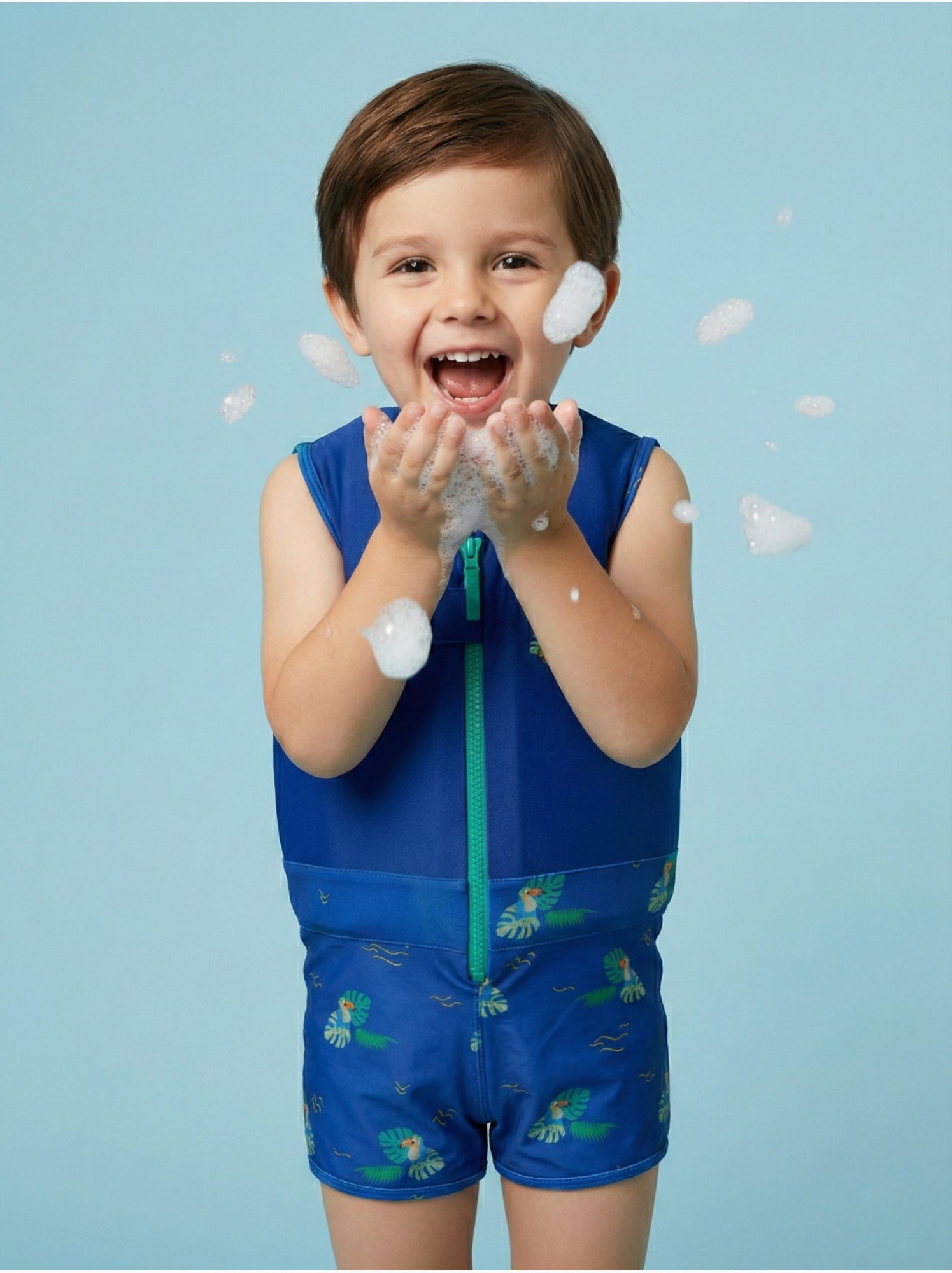 Maillot De Bain 1 Pièce Garçon Avec Flotteurs Intégrés – Manches Courtes, Bonnet Inclus – Apprentissage Natation, Plage, Piscine 4-8 Ans - 11