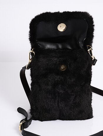 Pochette aimantée en fausse fourrure