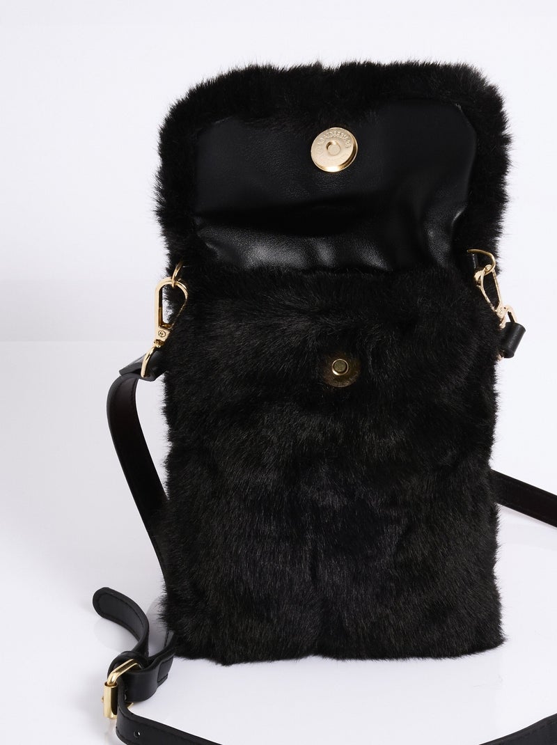 Pochette aimantée en fausse fourrure Noir - Kiabi