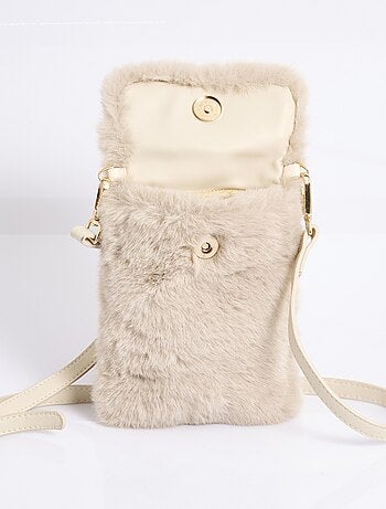 Pochette aimantée en fausse fourrure