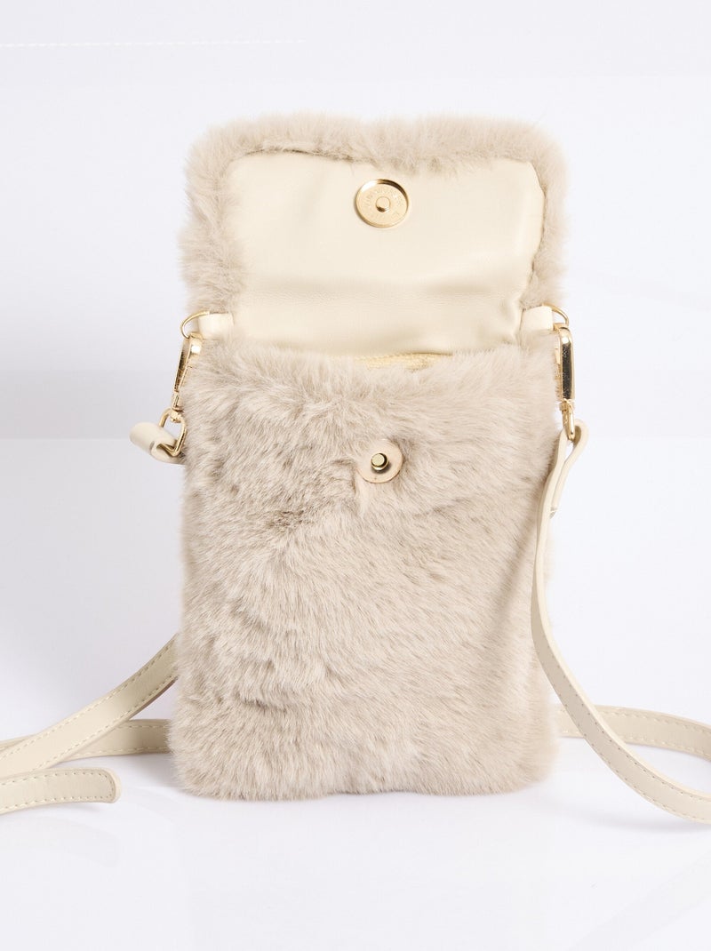 Pochette aimantée en fausse fourrure Taupe - Kiabi