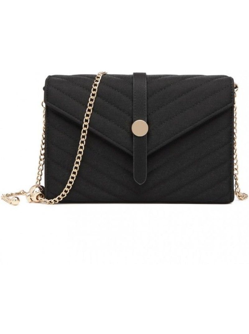Pochette bandoulière chaîne rabat magnétique 23x5x16 cm - miss lulu Noir - Kiabi