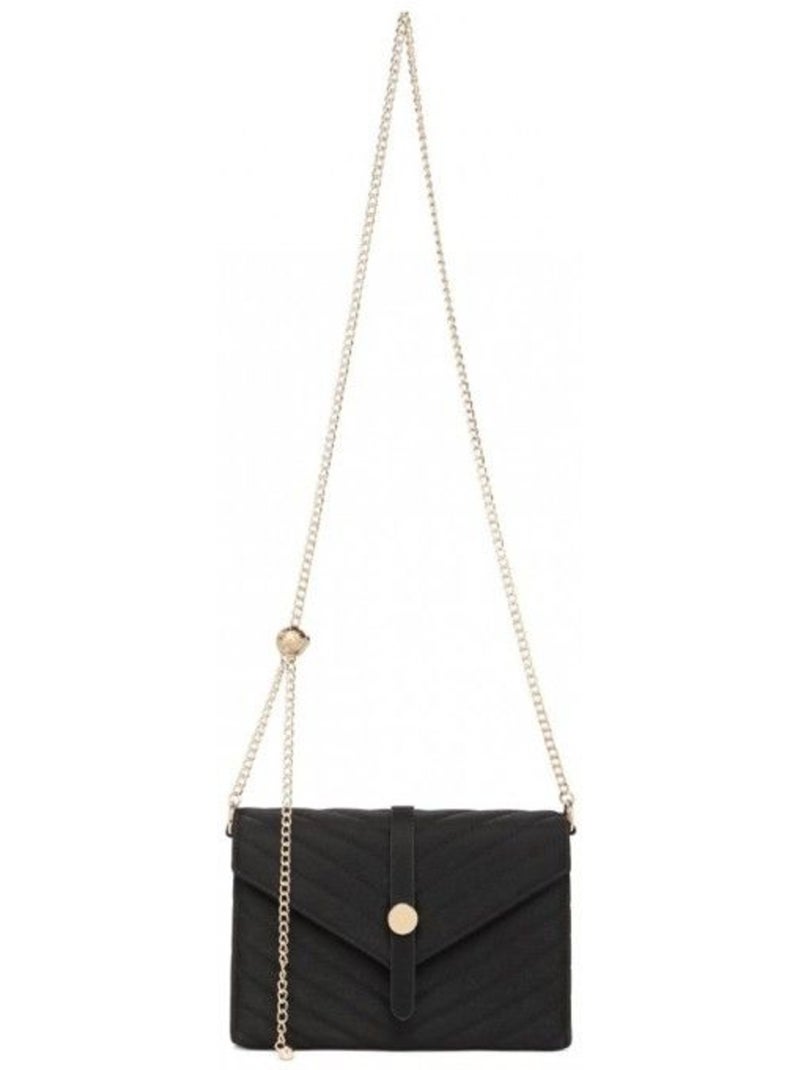 Pochette bandoulière chaîne rabat magnétique 23x5x16 cm - miss lulu Noir - Kiabi