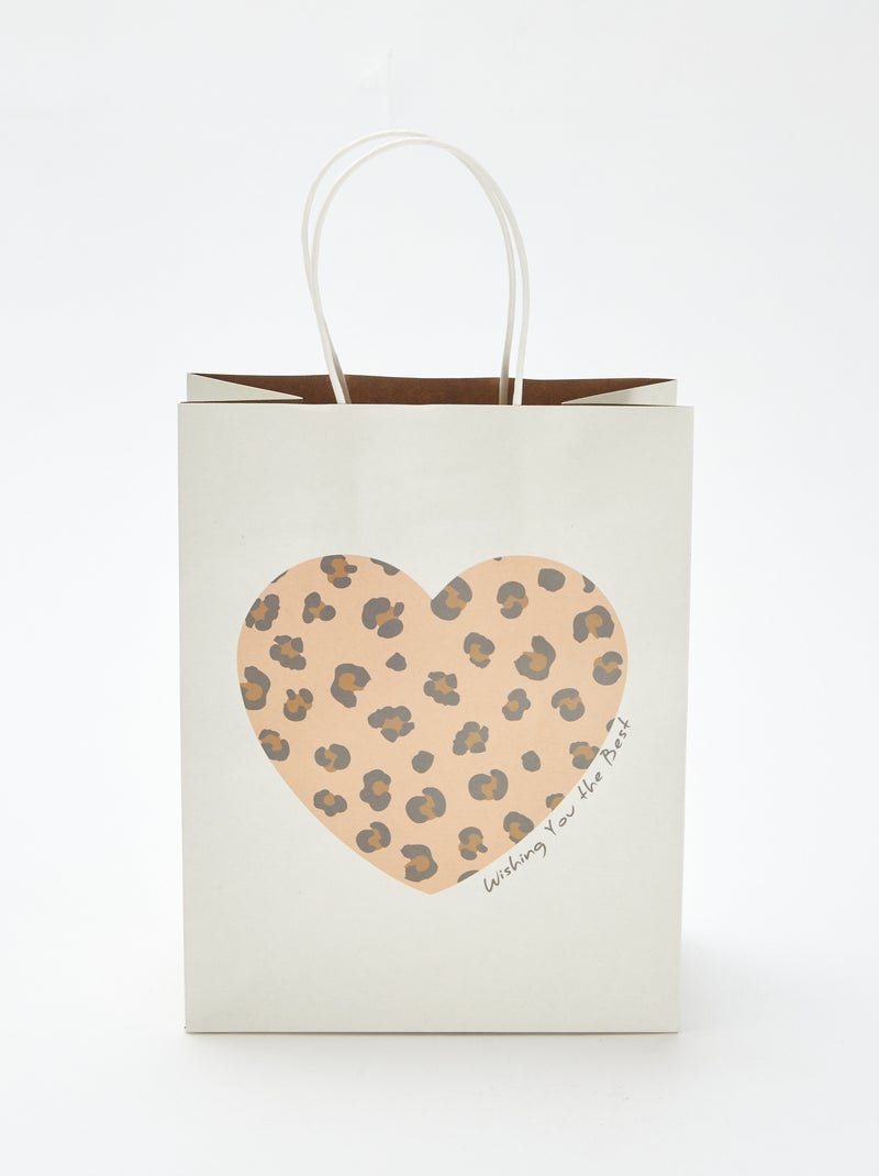 Pochette cadeau avec imprimé 'cœur' Beige - Kiabi