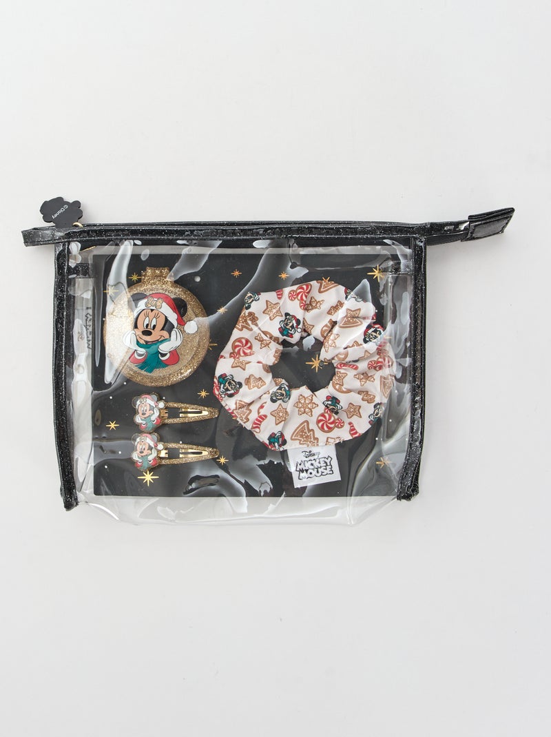 Pochette chouchou + pince cheveux + brosse 'Disney' 'Minnie' Noir - Kiabi