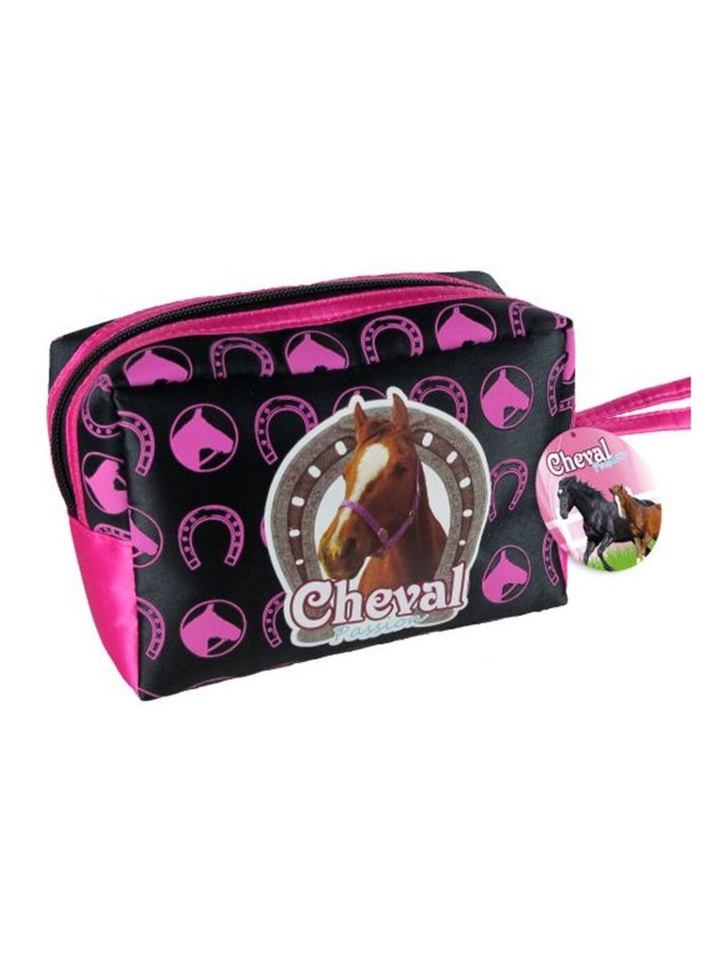 Pochette cosmétique noire en polyester cheval 16.5 cm Noir - Kiabi