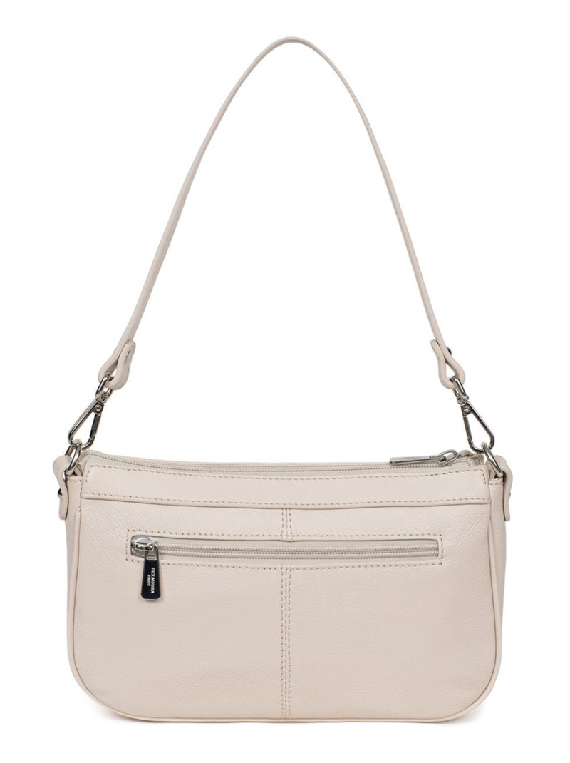 Pochette  cuir confort hexagona Ivoire - Kiabi