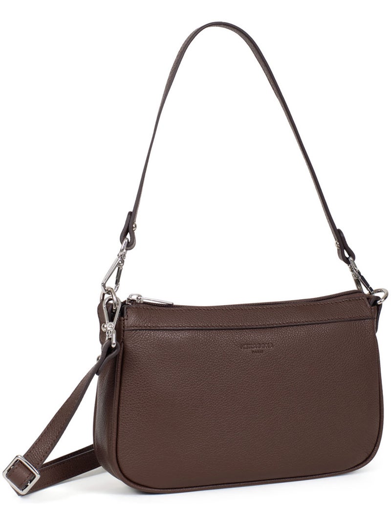 Pochette  cuir confort hexagona Marron chocolat - Kiabi