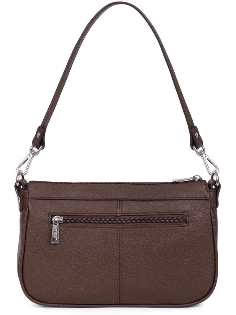 Pochette  cuir confort hexagona Marron chocolat - Kiabi