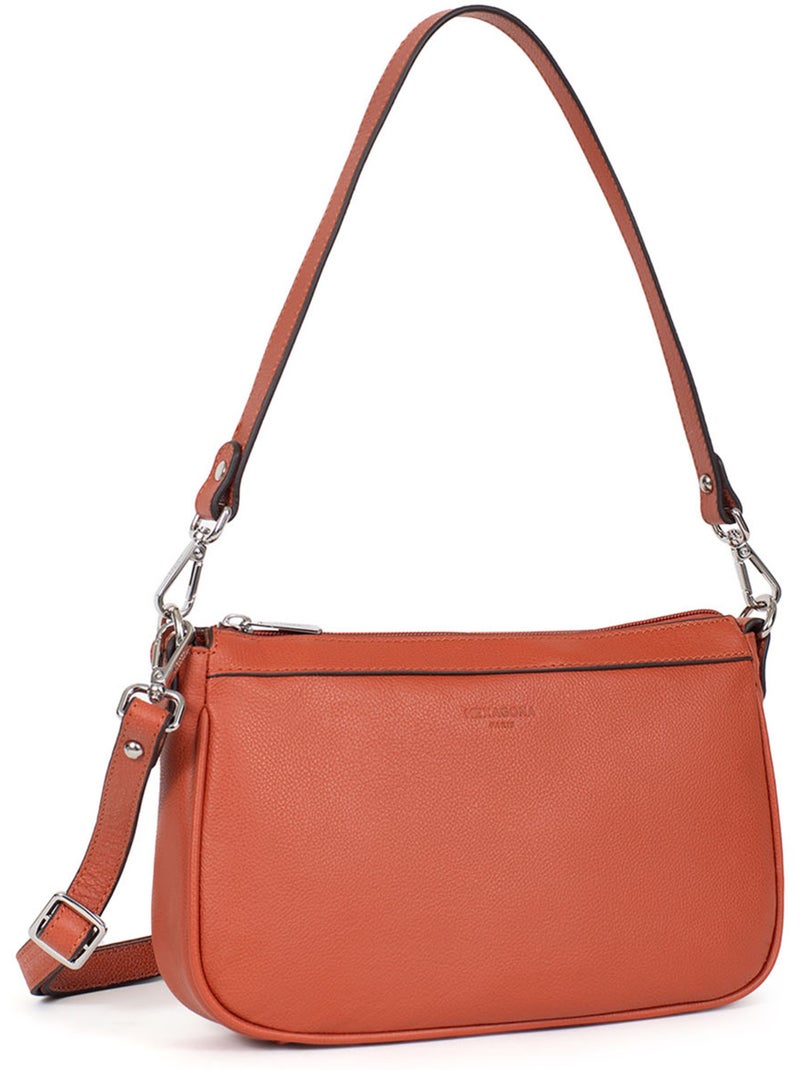 Pochette  cuir confort hexagona Orange - Kiabi