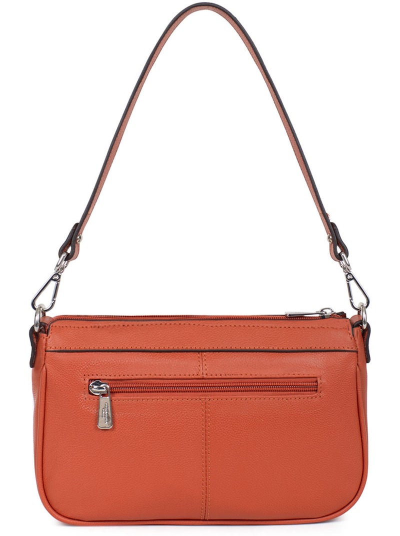 Pochette  cuir confort hexagona Orange - Kiabi