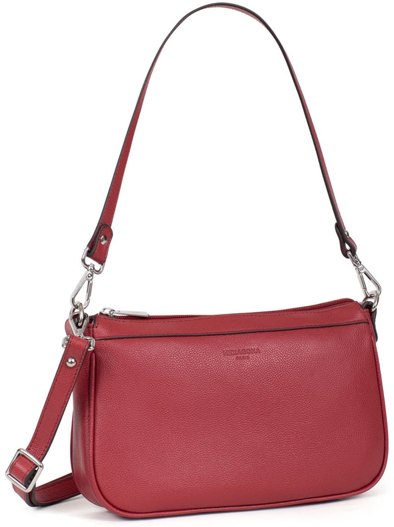 Pochette  cuir confort hexagona Rouge foncé - Kiabi