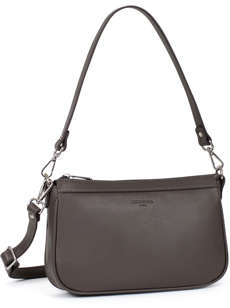 Pochette  cuir confort hexagona Taupe - Kiabi