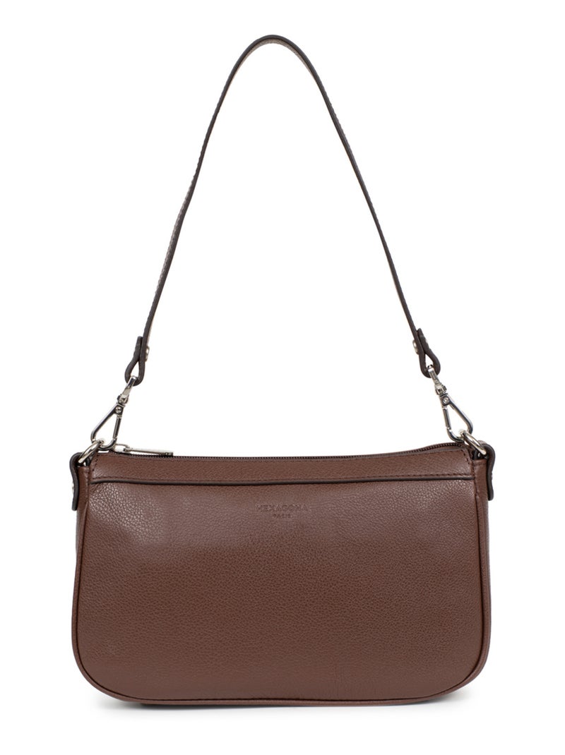 Pochette  Cuir CONFORT Marron chocolat - Kiabi