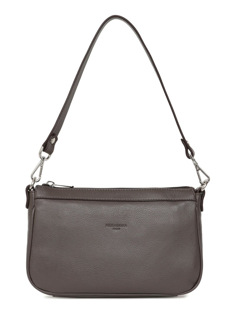 Pochette  Cuir CONFORT Taupe - Kiabi