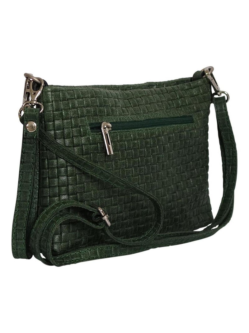 Pochette cuir tressée MABEL Kaki - Kiabi