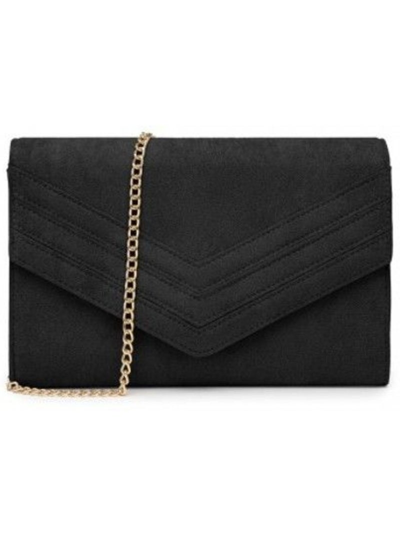 Pochette de soirée bandoulière chaîne 24x3x17 cm - miss lulu Noir - Kiabi