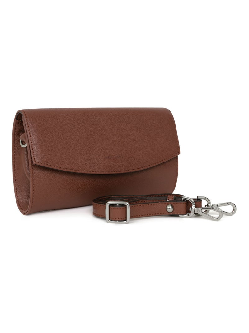 Pochette de soirée  Cuir CONFORT Cognac - Kiabi