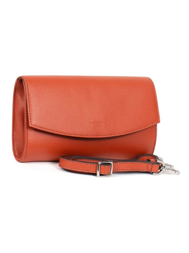 Pochette de soirée  cuir confort hexagona Orange - Kiabi