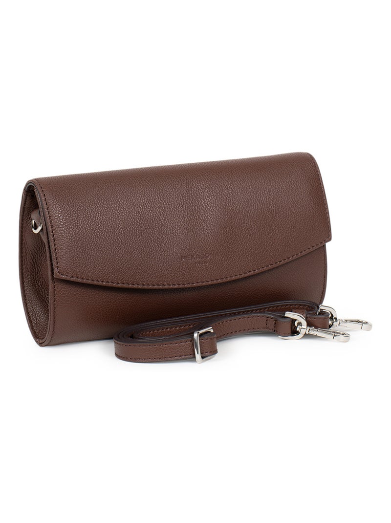Pochette de soirée  Cuir CONFORT Marron chocolat - Kiabi