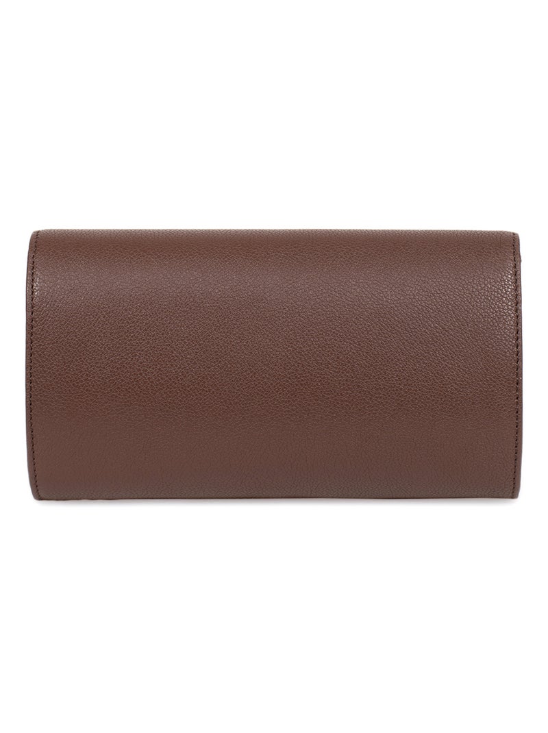 Pochette de soirée  Cuir CONFORT Marron chocolat - Kiabi