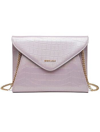 Pochette de soirée imprimé crocodile bandoulière 19x30x4,5 cm - miss lulu
