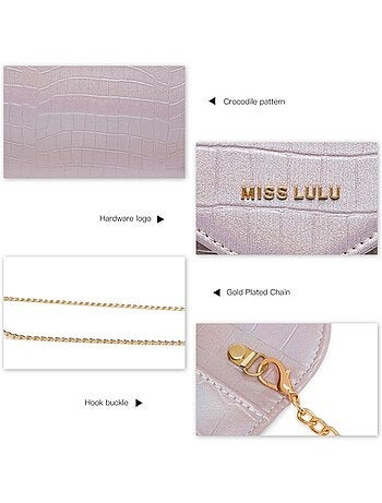 Pochette de soirée imprimé crocodile bandoulière 19x30x4,5 cm - miss lulu