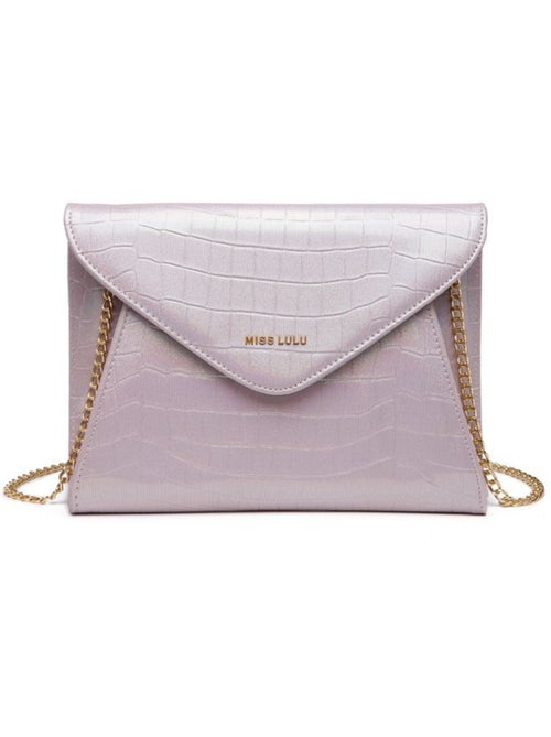 Pochette de soirée imprimé crocodile bandoulière 19x30x4,5 cm - miss lulu - Kiabi Pochette de soirée imprimé crocodile bandoulière 19x30x4,5 cm - miss lulu - Kiabi