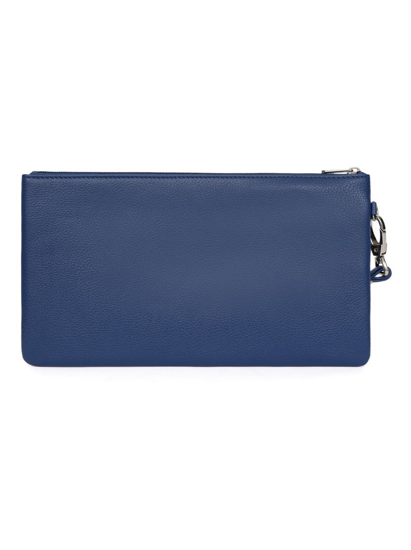 Pochette dragonne  Cuir CONFORT Bleu - Kiabi