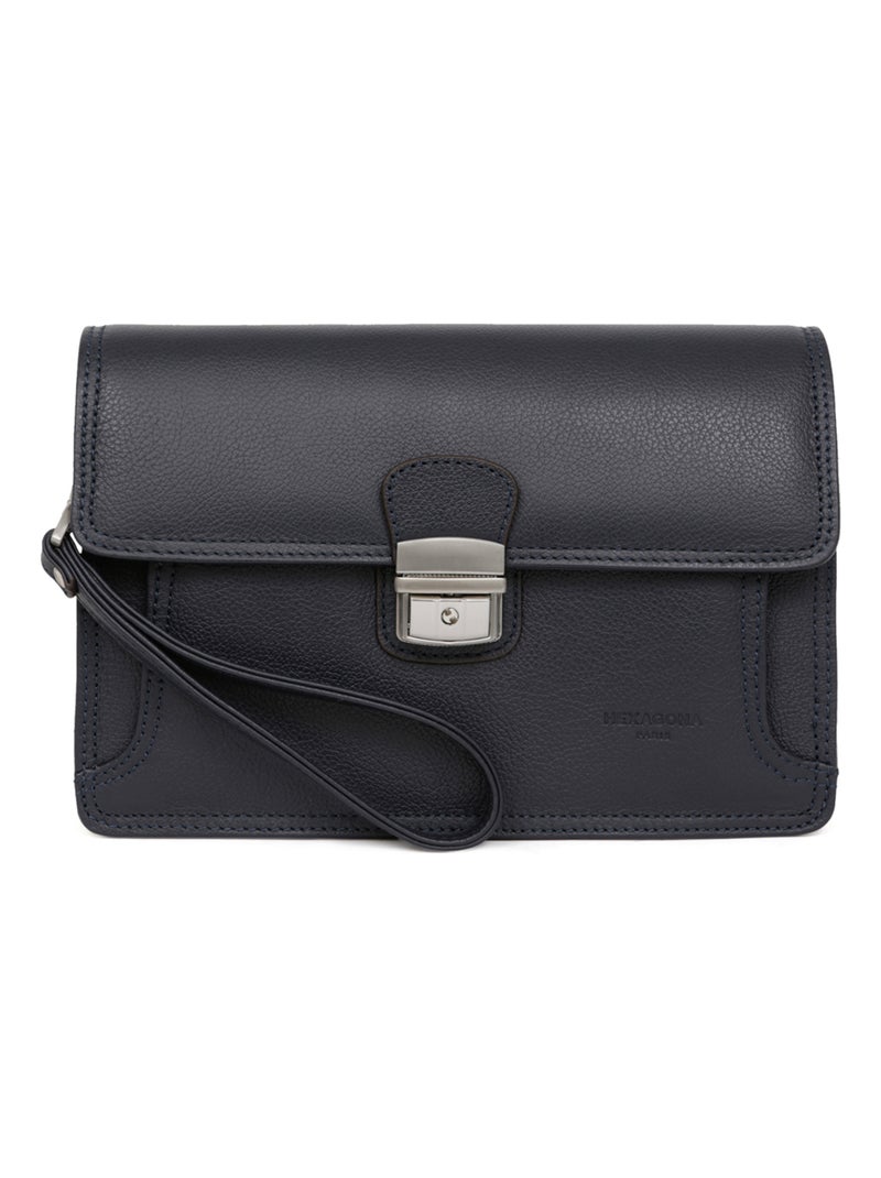 Pochette dragonne  Cuir CONFORT Bleu marine - Kiabi