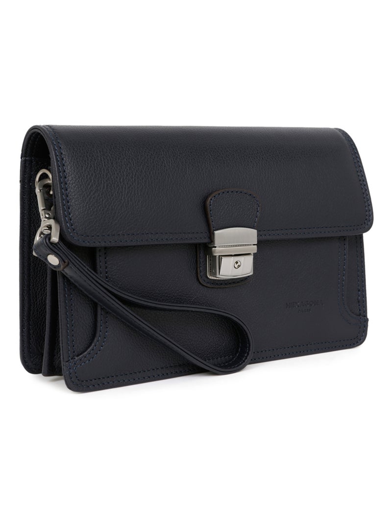 Pochette dragonne  Cuir CONFORT Bleu marine - Kiabi