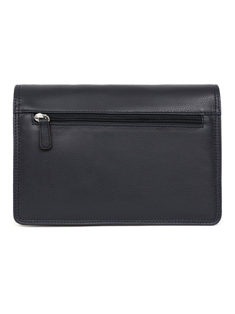 Pochette dragonne  Cuir CONFORT Bleu marine - Kiabi