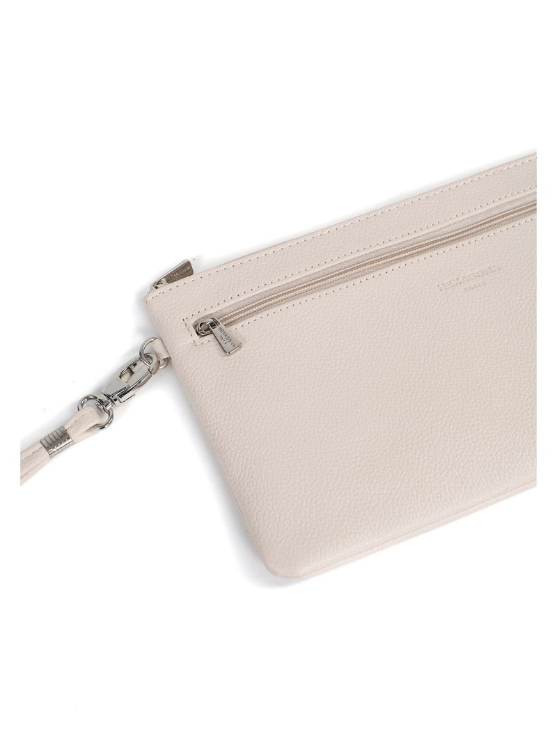 Pochette dragonne  cuir confort hexagona Ivoire - Kiabi