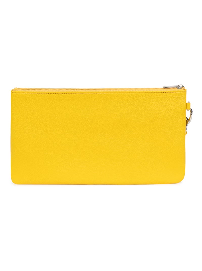 Pochette dragonne  cuir confort hexagona Jaune - Kiabi