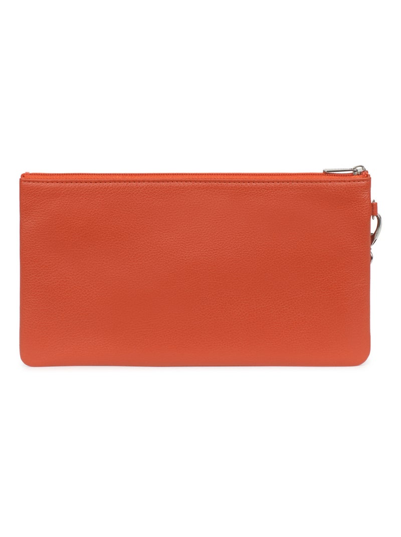 Pochette dragonne  cuir confort hexagona Orange - Kiabi