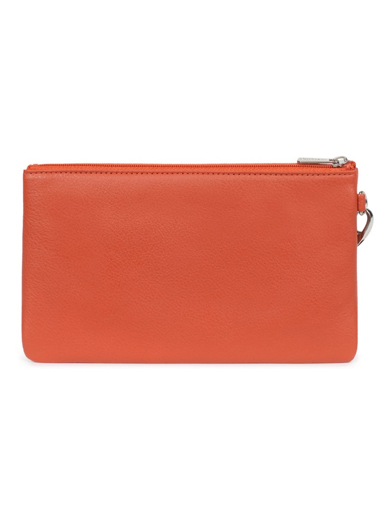 Pochette dragonne  cuir confort hexagona Orange - Kiabi