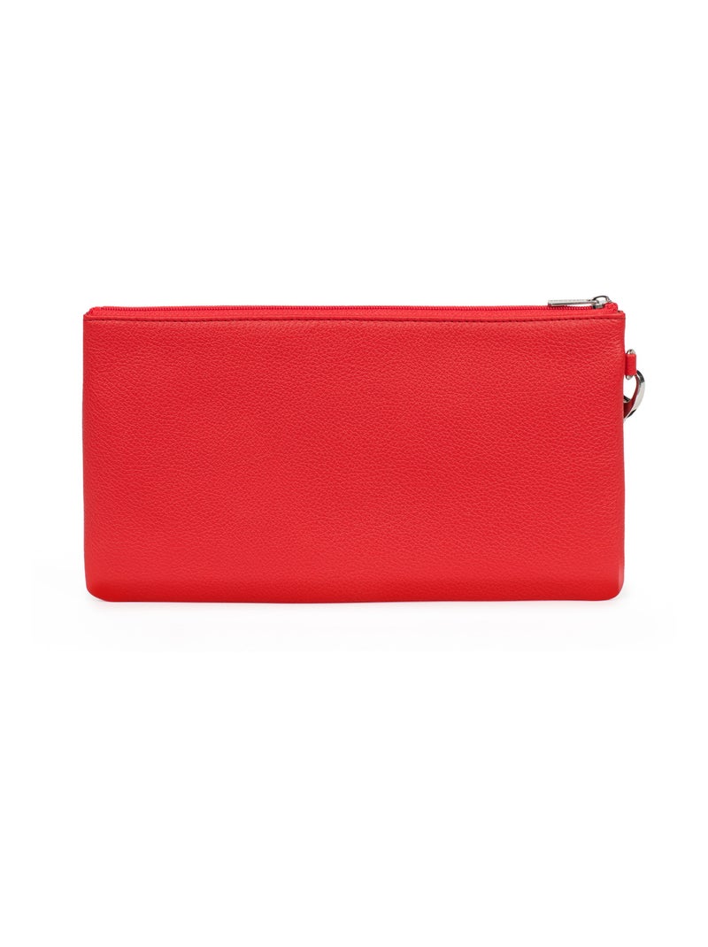 Pochette dragonne  cuir confort hexagona Rouge tomate - Kiabi