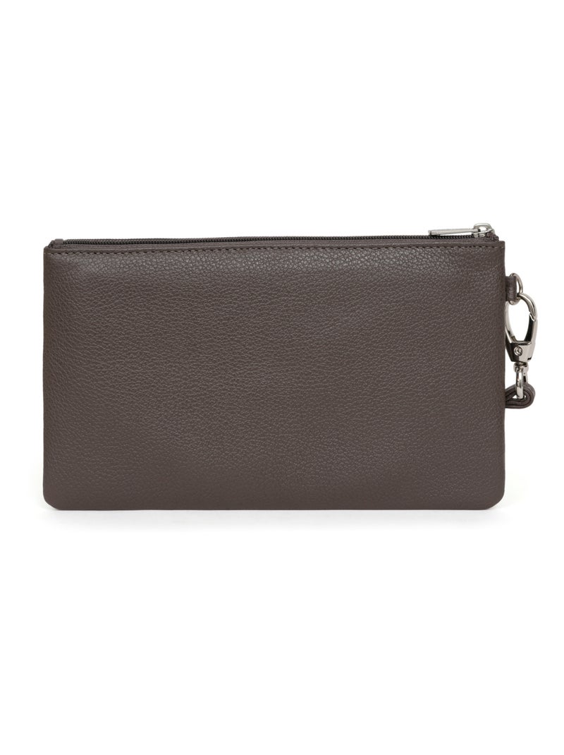 Pochette dragonne  cuir confort hexagona Taupe - Kiabi