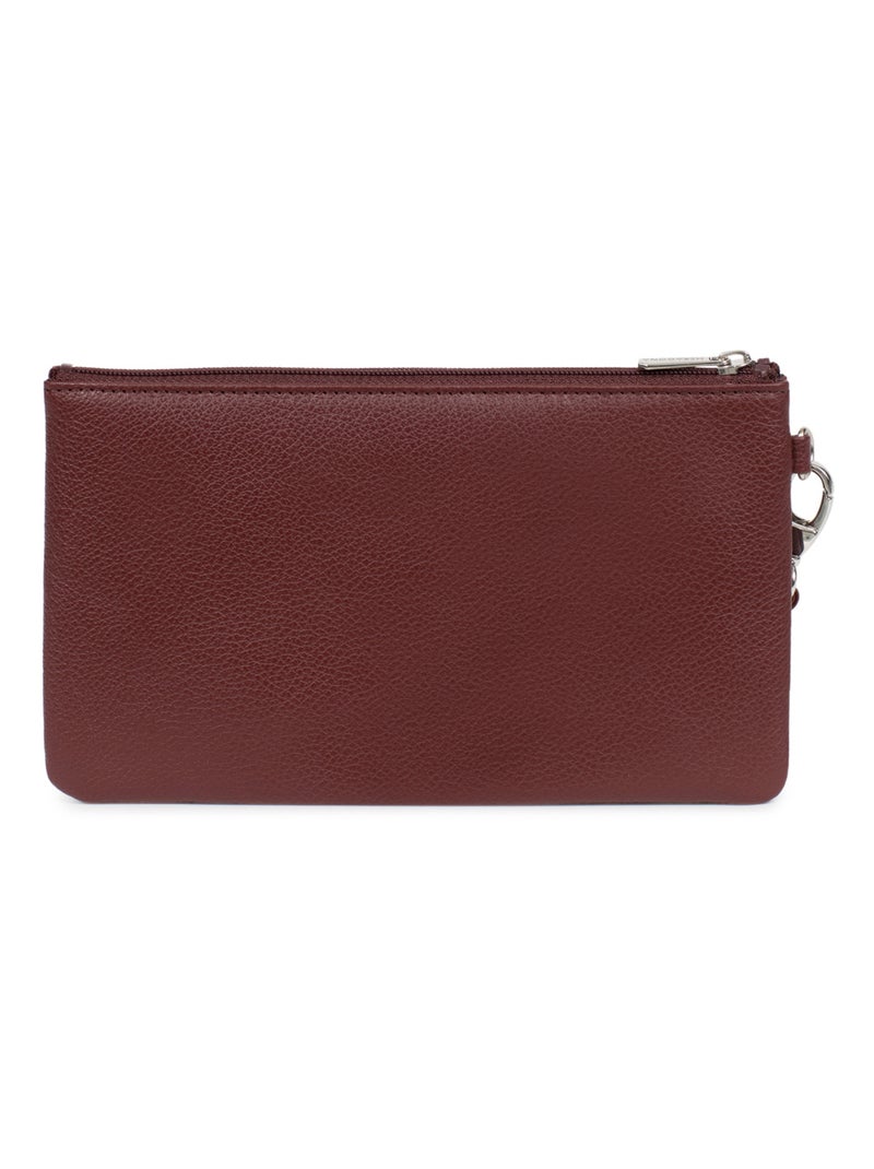 Pochette dragonne  cuir confort hexagona Violet prune - Kiabi