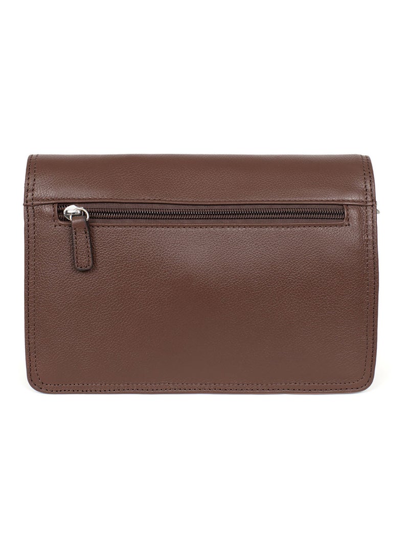 Pochette dragonne  Cuir CONFORT Marron chocolat - Kiabi